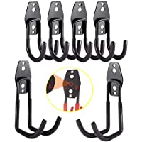 3-H Gancho para Colgador de Garaje dobles Ganchos de almacenamiento de garaje Gancho de Bicicleta de Pared (black)